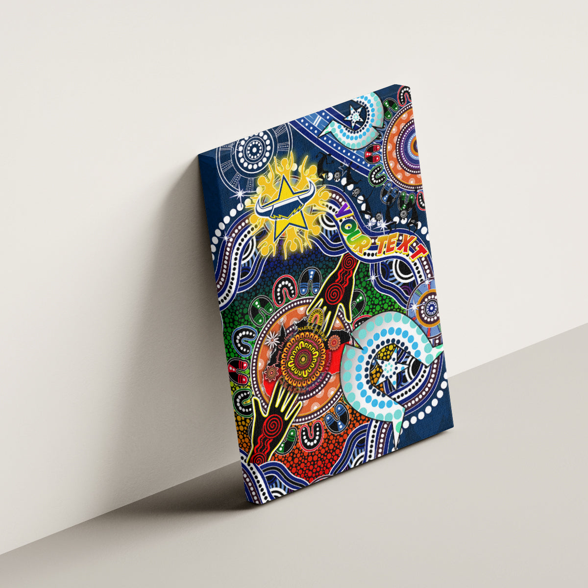 Personalised Cowboys NAIDOC Week 2024 Canvas Wall Art Australia Aboriginal Dot Painting