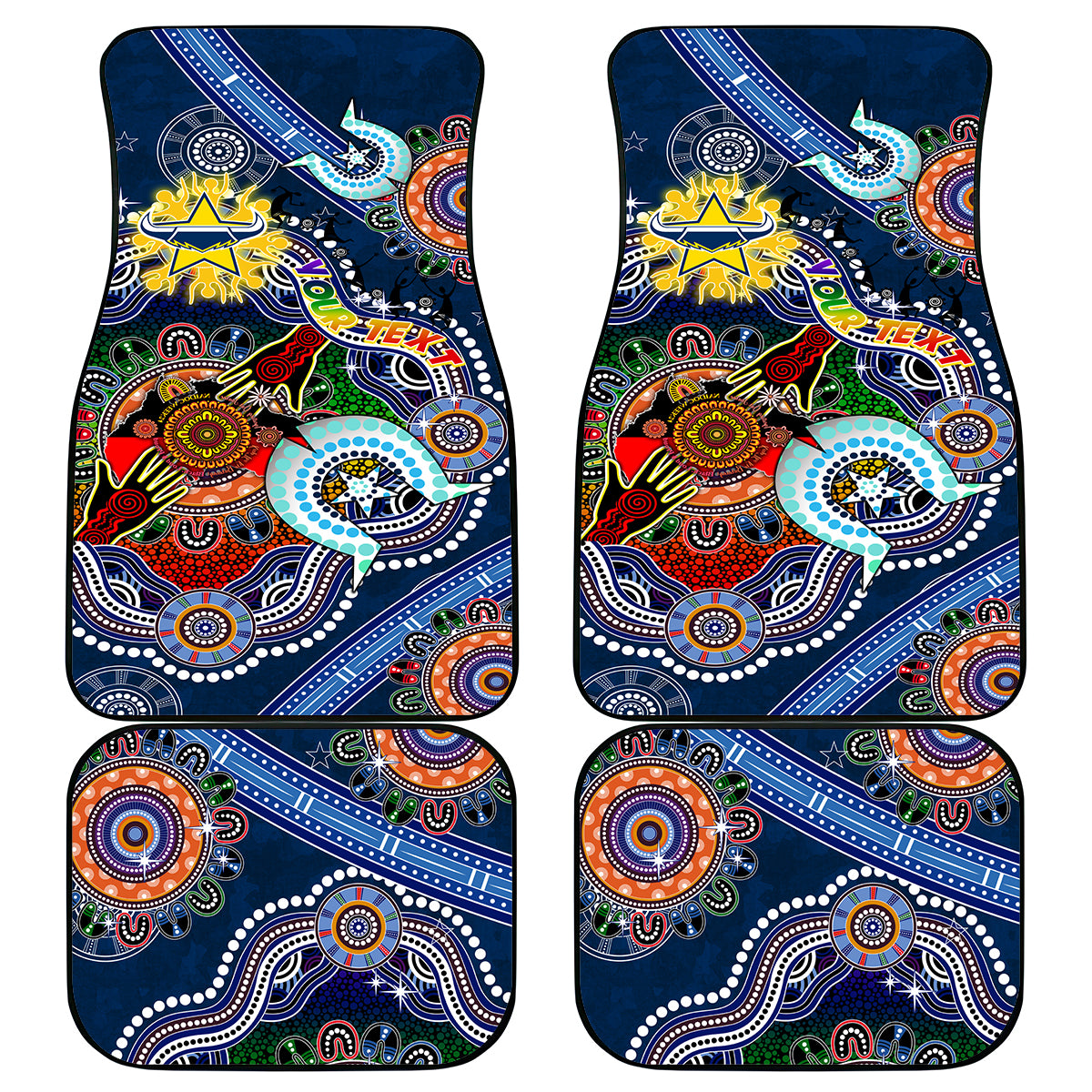 Personalised Cowboys NAIDOC Week 2024 Car Mats Australia Aboriginal Dot Painting