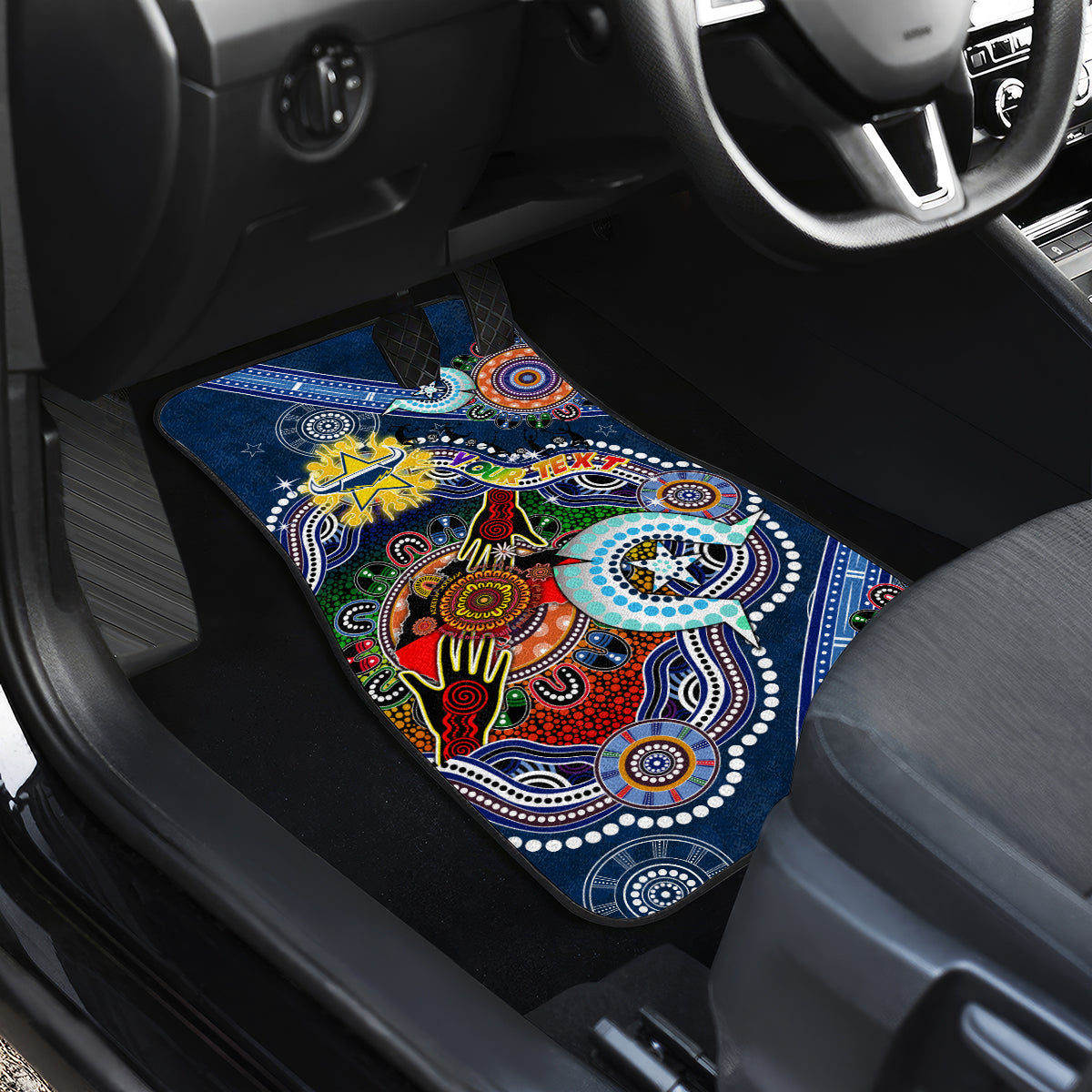 Personalised Cowboys NAIDOC Week 2024 Car Mats Australia Aboriginal Dot Painting