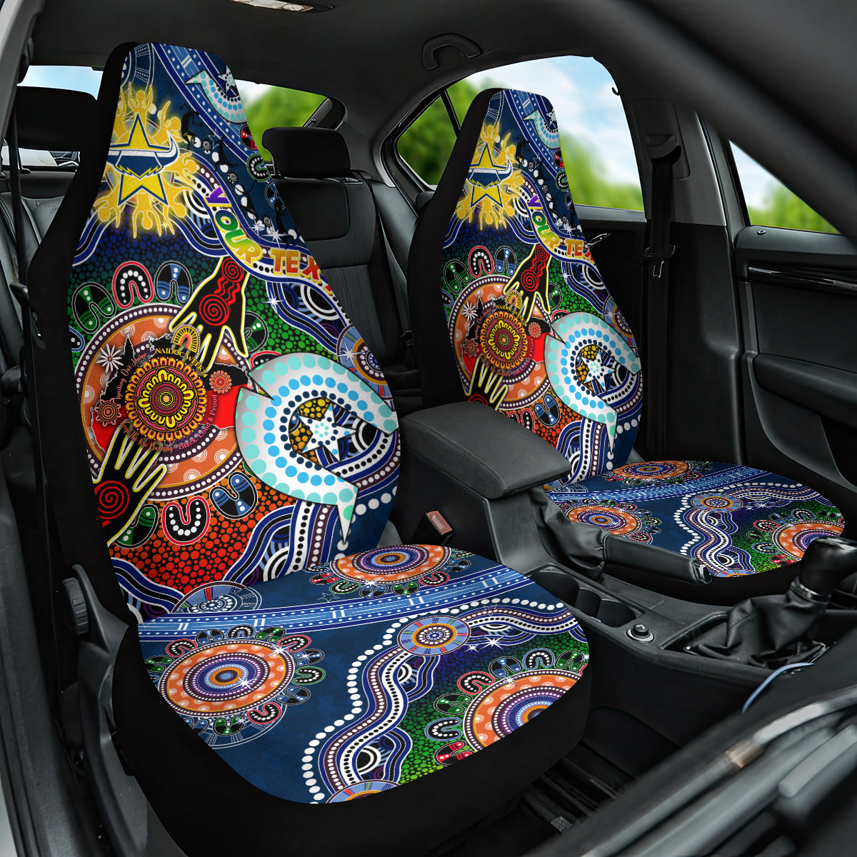 Personalised Cowboys NAIDOC Week 2024 Car Seat Cover Australia Aboriginal Dot Painting