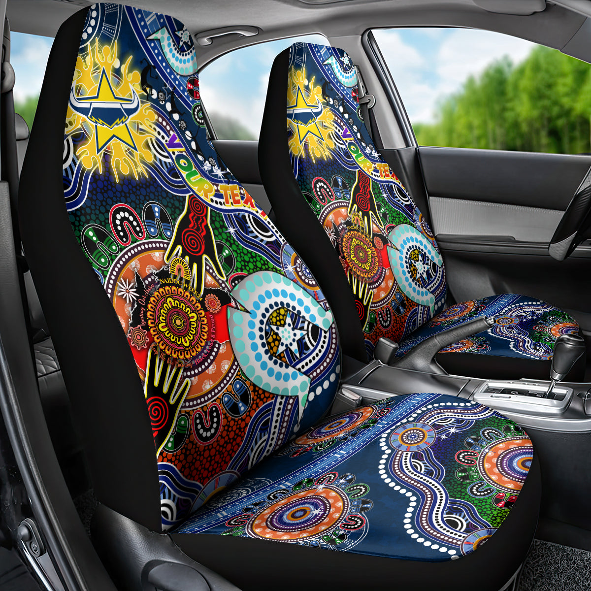 Personalised Cowboys NAIDOC Week 2024 Car Seat Cover Australia Aboriginal Dot Painting