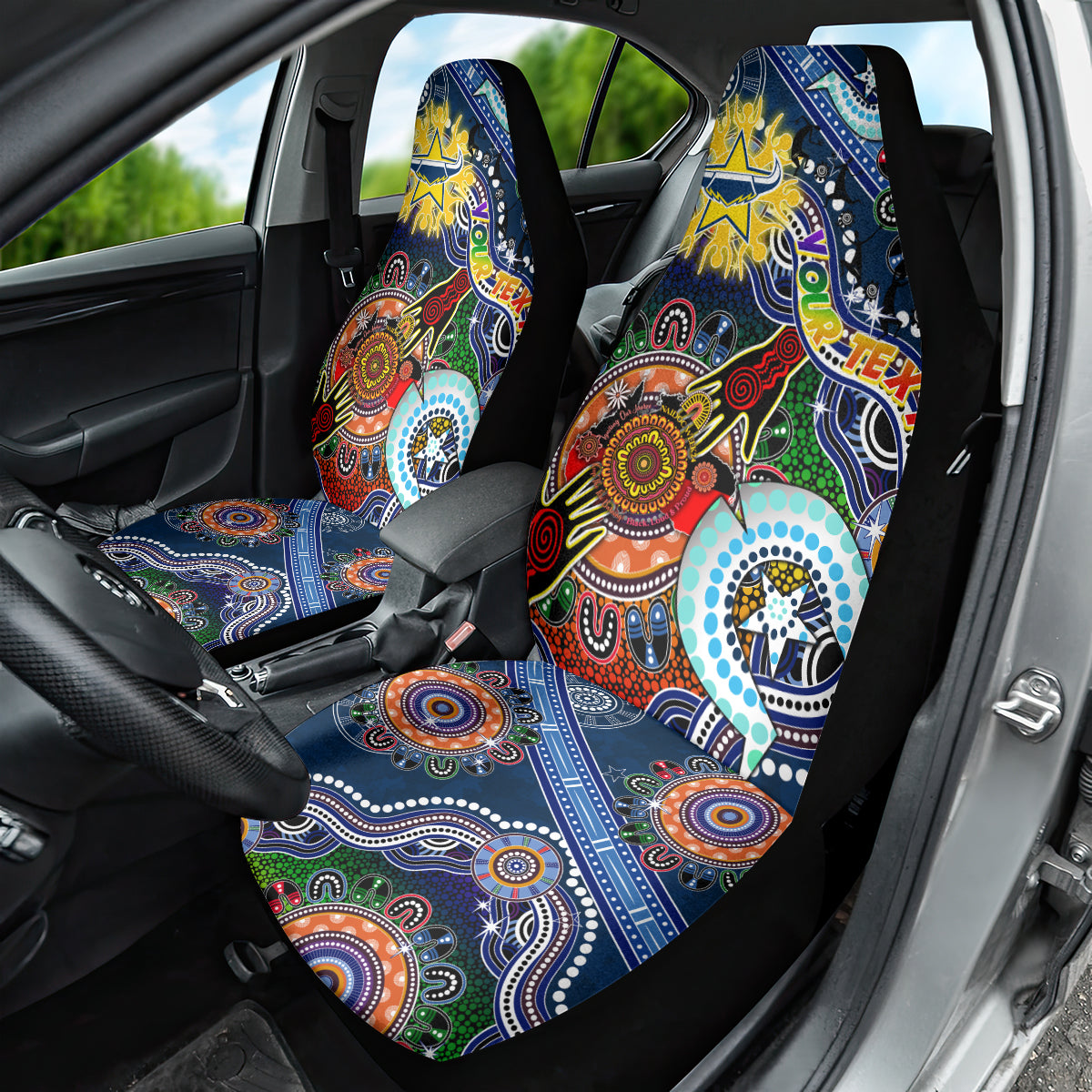 Personalised Cowboys NAIDOC Week 2024 Car Seat Cover Australia Aboriginal Dot Painting
