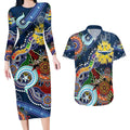 Personalised Cowboys NAIDOC Week 2024 Couples Matching Long Sleeve Bodycon Dress and Hawaiian Shirt Australia Aboriginal Dot Painting