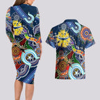 Personalised Cowboys NAIDOC Week 2024 Couples Matching Long Sleeve Bodycon Dress and Hawaiian Shirt Australia Aboriginal Dot Painting