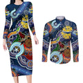 Personalised Cowboys NAIDOC Week 2024 Couples Matching Long Sleeve Bodycon Dress and Long Sleeve Button Shirt Australia Aboriginal Dot Painting