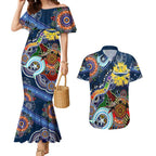 Personalised Cowboys NAIDOC Week 2024 Couples Matching Mermaid Dress and Hawaiian Shirt Australia Aboriginal Dot Painting