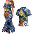 Personalised Cowboys NAIDOC Week 2024 Couples Matching Mermaid Dress and Hawaiian Shirt Australia Aboriginal Dot Painting