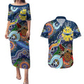 Personalised Cowboys NAIDOC Week 2024 Couples Matching Puletasi and Hawaiian Shirt Australia Aboriginal Dot Painting