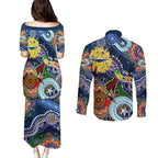 Personalised Cowboys NAIDOC Week 2024 Couples Matching Puletasi and Long Sleeve Button Shirt Australia Aboriginal Dot Painting