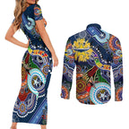 Personalised Cowboys NAIDOC Week 2024 Couples Matching Short Sleeve Bodycon Dress and Long Sleeve Button Shirt Australia Aboriginal Dot Painting
