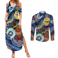 Personalised Cowboys NAIDOC Week 2024 Couples Matching Summer Maxi Dress and Long Sleeve Button Shirt Australia Aboriginal Dot Painting
