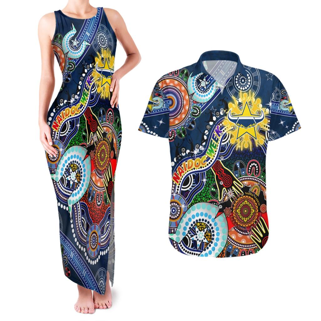 Personalised Cowboys NAIDOC Week 2024 Couples Matching Tank Maxi Dress and Hawaiian Shirt Australia Aboriginal Dot Painting