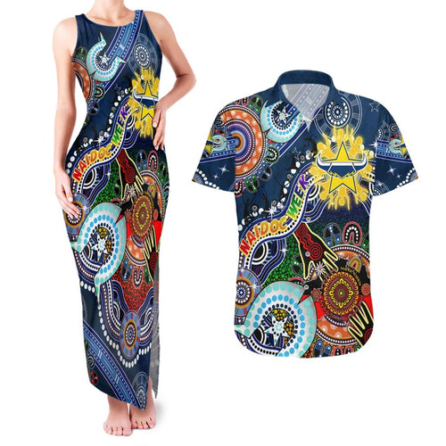 Personalised Cowboys NAIDOC Week 2024 Couples Matching Tank Maxi Dress and Hawaiian Shirt Australia Aboriginal Dot Painting