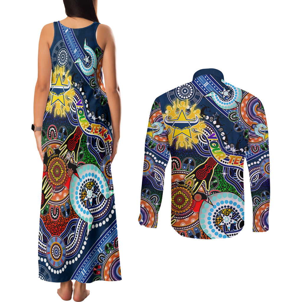 Personalised Cowboys NAIDOC Week 2024 Couples Matching Tank Maxi Dress and Long Sleeve Button Shirt Australia Aboriginal Dot Painting