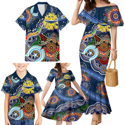 Personalised Cowboys NAIDOC Week 2024 Family Matching Mermaid Dress and Hawaiian Shirt Australia Aboriginal Dot Painting