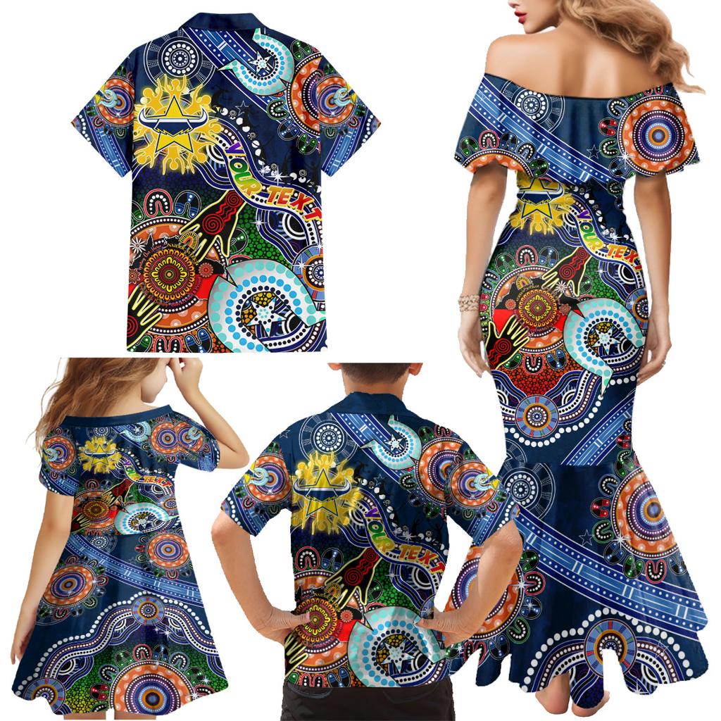 Personalised Cowboys NAIDOC Week 2024 Family Matching Mermaid Dress and Hawaiian Shirt Australia Aboriginal Dot Painting