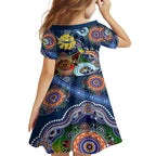Personalised Cowboys NAIDOC Week 2024 Family Matching Off Shoulder Maxi Dress and Hawaiian Shirt Australia Aboriginal Dot Painting