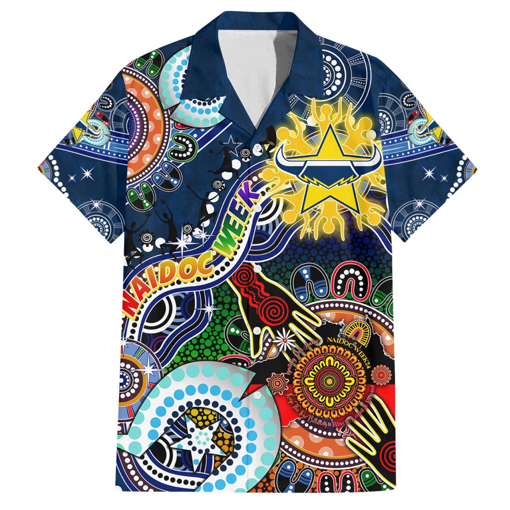 Personalised Cowboys NAIDOC Week 2024 Family Matching Off Shoulder Maxi Dress and Hawaiian Shirt Australia Aboriginal Dot Painting