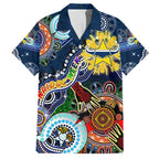 Personalised Cowboys NAIDOC Week 2024 Family Matching Off Shoulder Short Dress and Hawaiian Shirt Australia Aboriginal Dot Painting