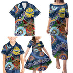 Personalised Cowboys NAIDOC Week 2024 Family Matching Puletasi and Hawaiian Shirt Australia Aboriginal Dot Painting