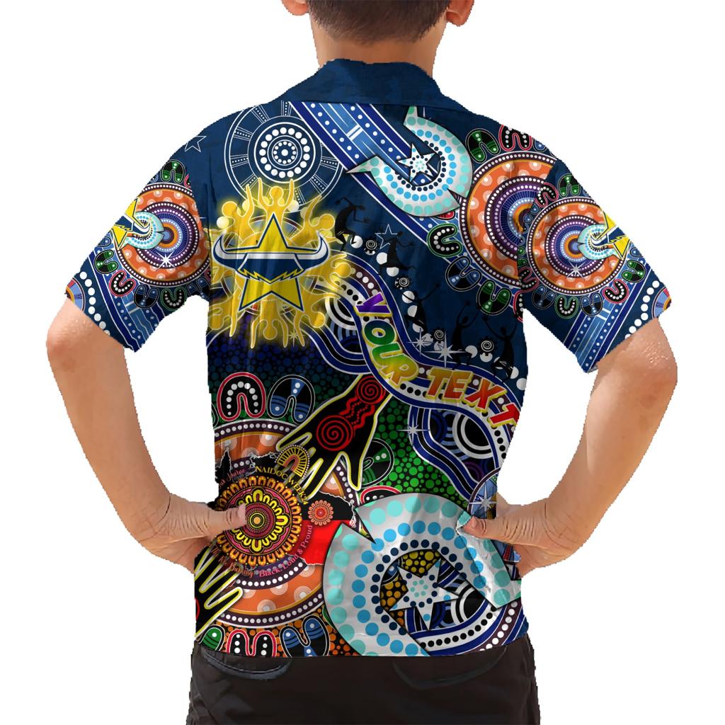 Personalised Cowboys NAIDOC Week 2024 Family Matching Short Sleeve Bodycon Dress and Hawaiian Shirt Australia Aboriginal Dot Painting