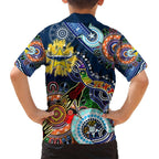 Personalised Cowboys NAIDOC Week 2024 Family Matching Short Sleeve Bodycon Dress and Hawaiian Shirt Australia Aboriginal Dot Painting