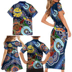 Personalised Cowboys NAIDOC Week 2024 Family Matching Short Sleeve Bodycon Dress and Hawaiian Shirt Australia Aboriginal Dot Painting
