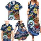 Personalised Cowboys NAIDOC Week 2024 Family Matching Summer Maxi Dress and Hawaiian Shirt Australia Aboriginal Dot Painting