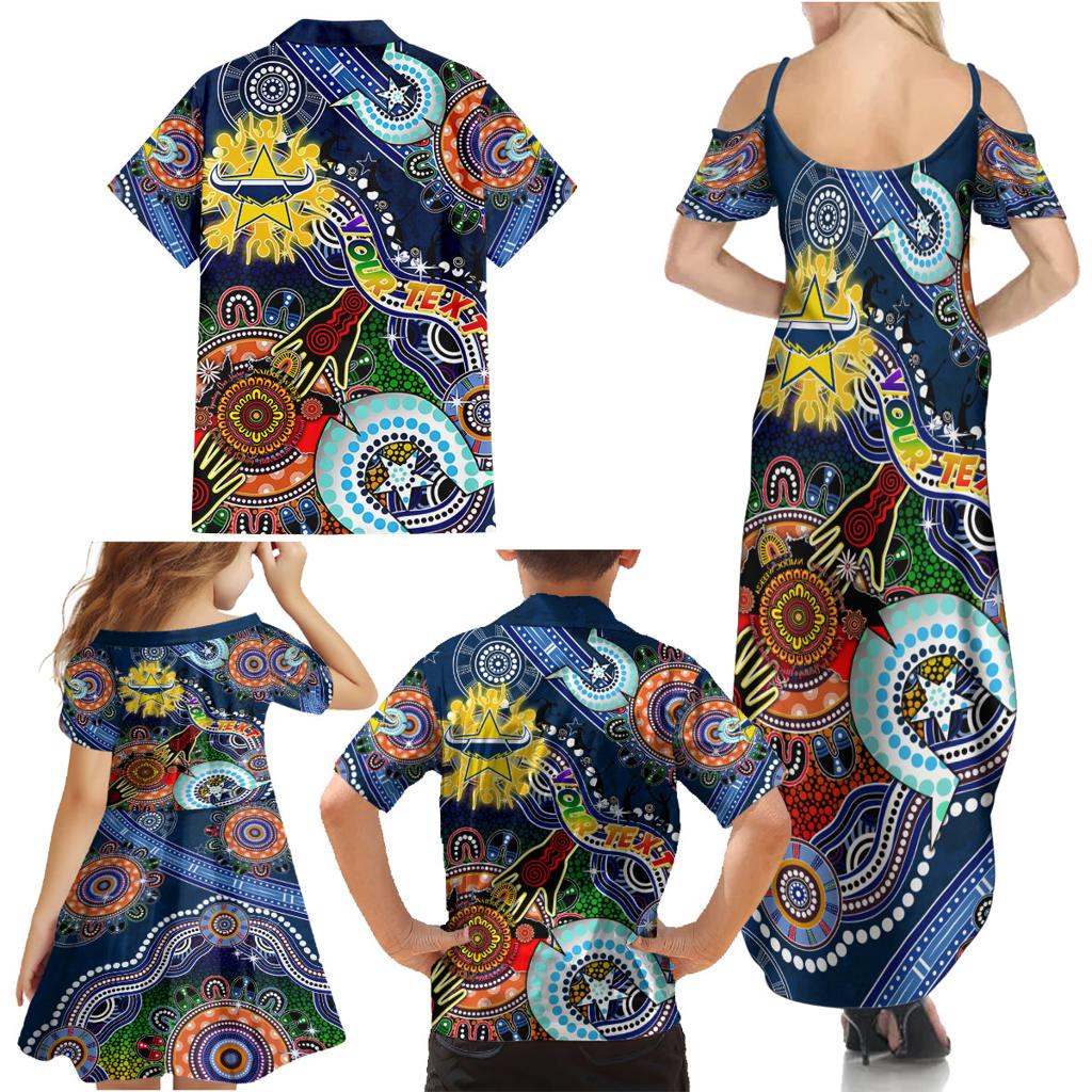 Personalised Cowboys NAIDOC Week 2024 Family Matching Summer Maxi Dress and Hawaiian Shirt Australia Aboriginal Dot Painting
