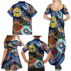 Personalised Cowboys NAIDOC Week 2024 Family Matching Summer Maxi Dress and Hawaiian Shirt Australia Aboriginal Dot Painting