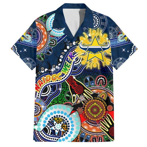 Personalised Cowboys NAIDOC Week 2024 Family Matching Summer Maxi Dress and Hawaiian Shirt Australia Aboriginal Dot Painting