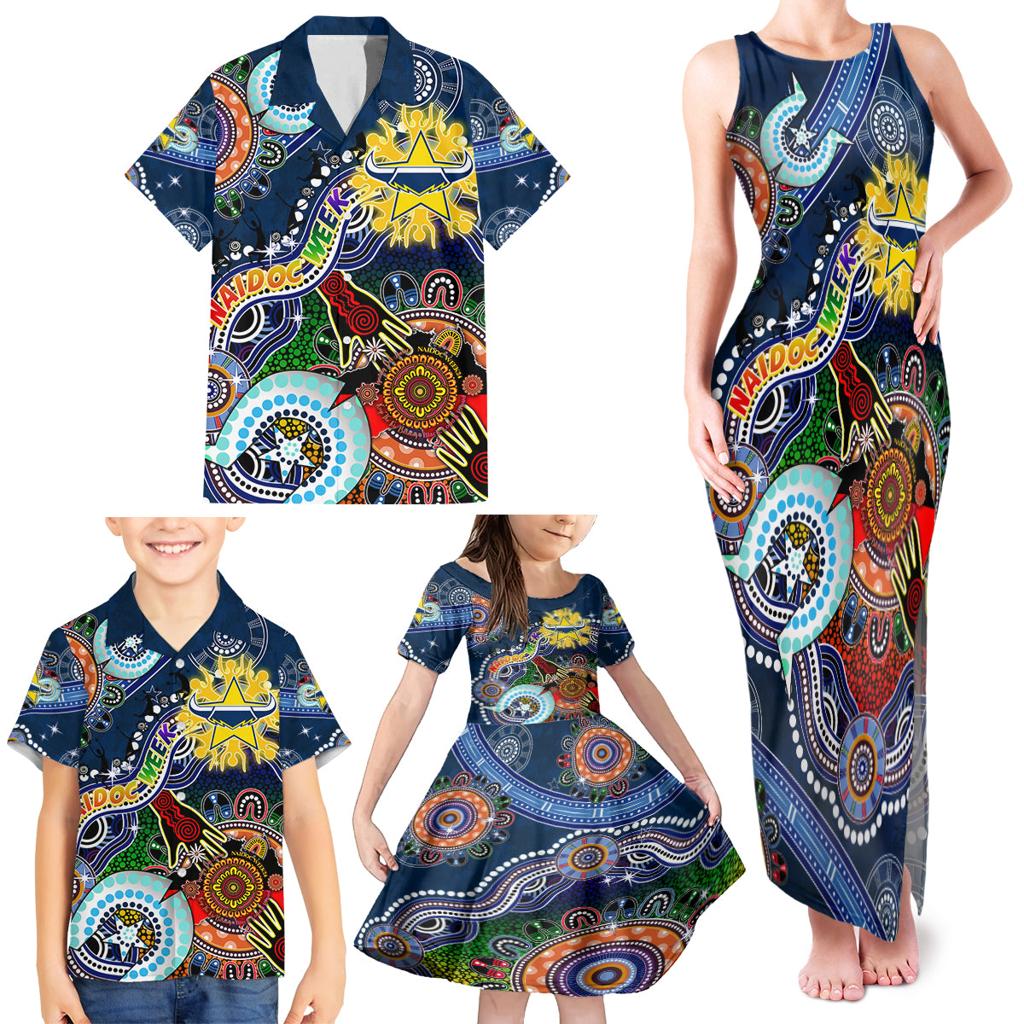 Personalised Cowboys NAIDOC Week 2024 Family Matching Tank Maxi Dress and Hawaiian Shirt Australia Aboriginal Dot Painting
