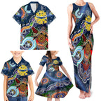 Personalised Cowboys NAIDOC Week 2024 Family Matching Tank Maxi Dress and Hawaiian Shirt Australia Aboriginal Dot Painting