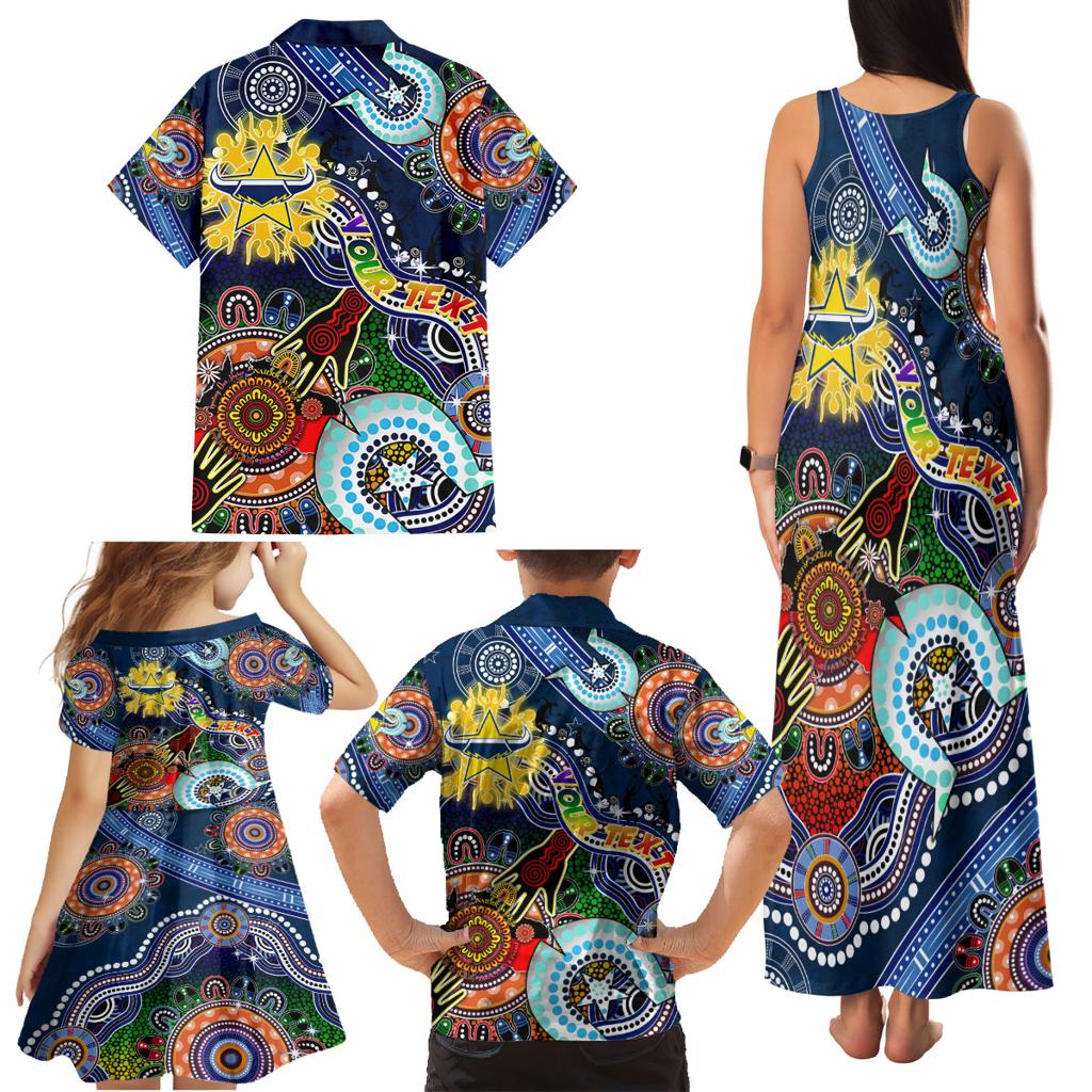 Personalised Cowboys NAIDOC Week 2024 Family Matching Tank Maxi Dress and Hawaiian Shirt Australia Aboriginal Dot Painting