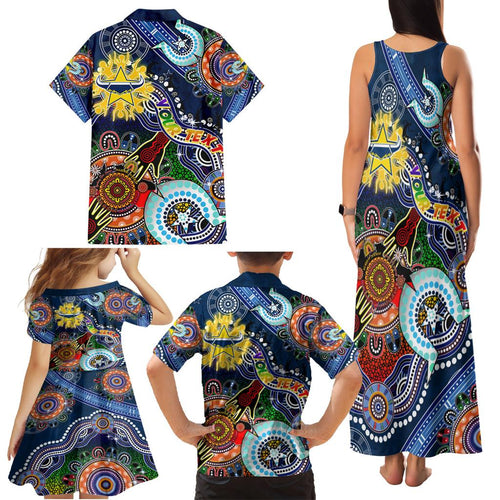 Personalised Cowboys NAIDOC Week 2024 Family Matching Tank Maxi Dress and Hawaiian Shirt Australia Aboriginal Dot Painting