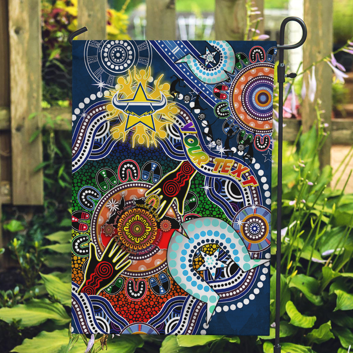 Personalised Cowboys NAIDOC Week 2024 Garden Flag Australia Aboriginal Dot Painting