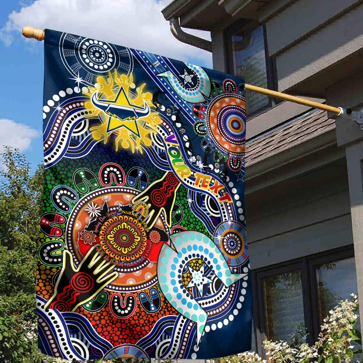 Personalised Cowboys NAIDOC Week 2024 Garden Flag Australia Aboriginal Dot Painting