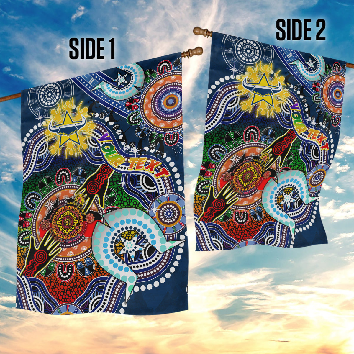 Personalised Cowboys NAIDOC Week 2024 Garden Flag Australia Aboriginal Dot Painting