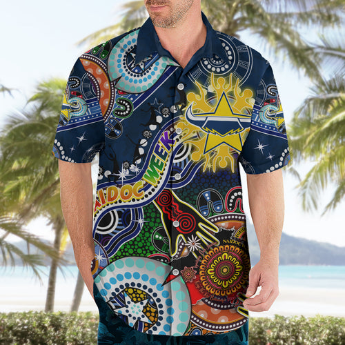 Personalised Cowboys NAIDOC Week 2024 Hawaiian Shirt Australia Aboriginal Dot Painting