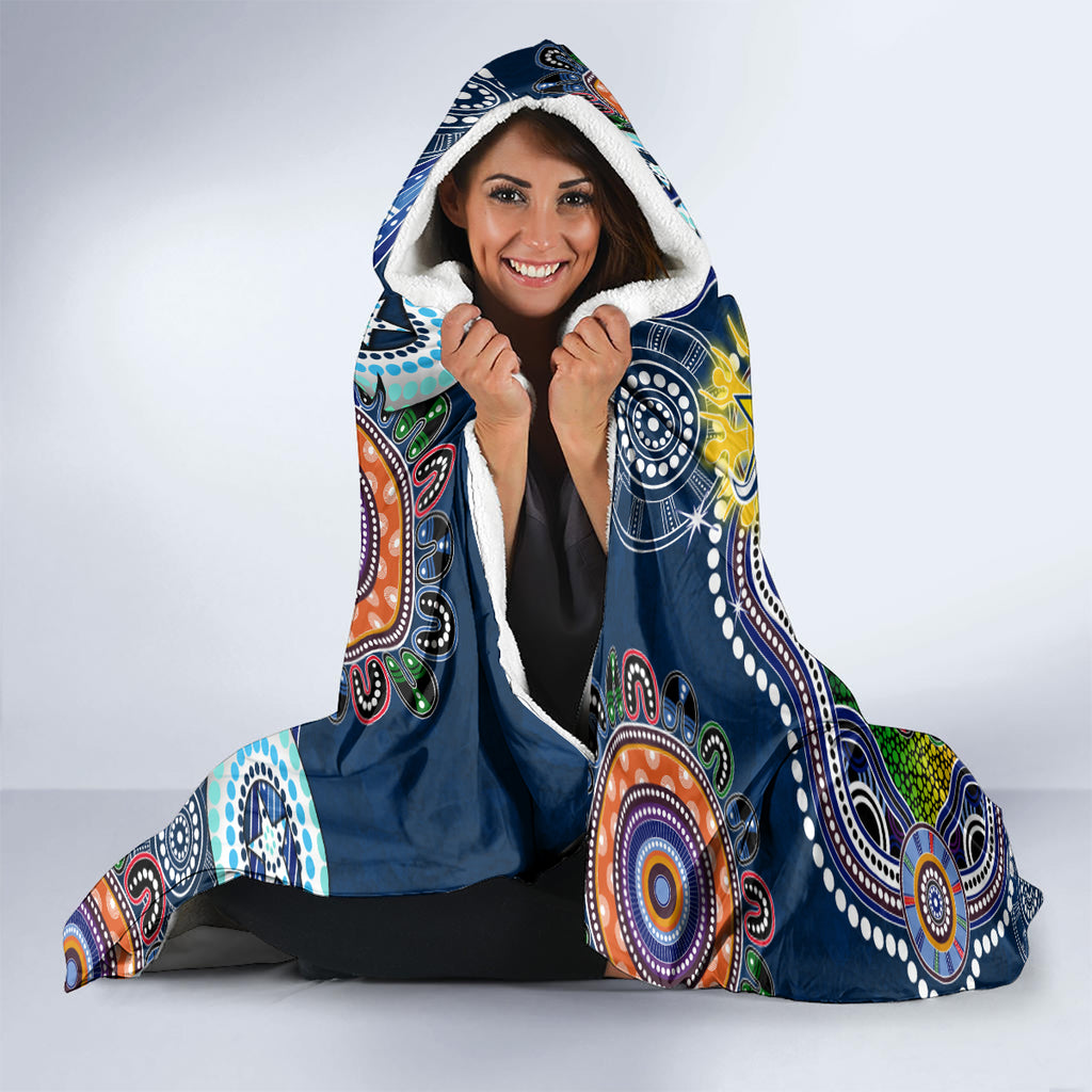 Personalised Cowboys NAIDOC Week 2024 Hooded Blanket Australia Aboriginal Dot Painting