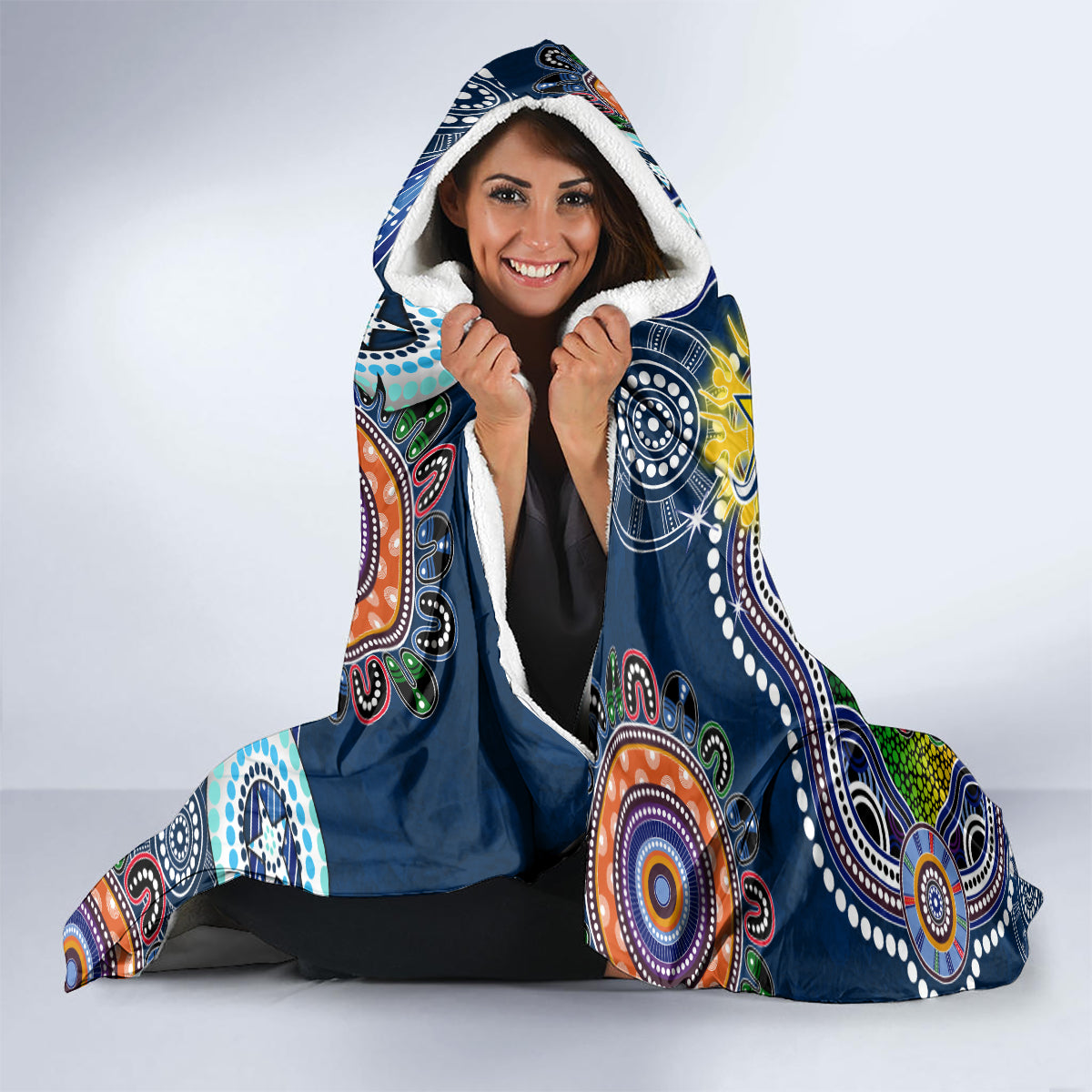 Personalised Cowboys NAIDOC Week 2024 Hooded Blanket Australia Aboriginal Dot Painting