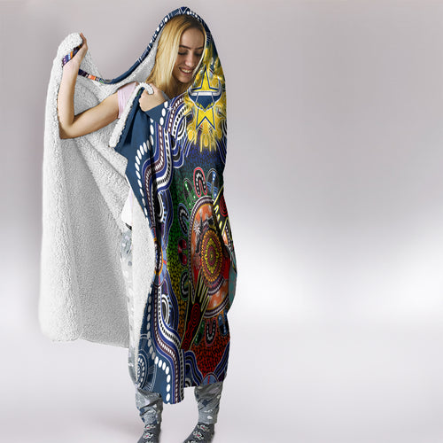 Personalised Cowboys NAIDOC Week 2024 Hooded Blanket Australia Aboriginal Dot Painting