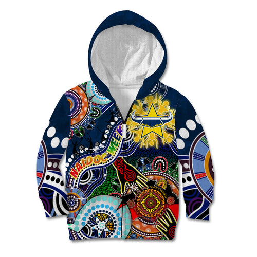 Personalised Cowboys NAIDOC Week 2024 Kid Hoodie Australia Aboriginal Dot Painting