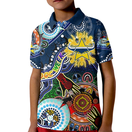 Personalised Cowboys NAIDOC Week 2024 Kid Polo Shirt Australia Aboriginal Dot Painting