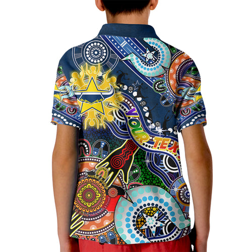Personalised Cowboys NAIDOC Week 2024 Kid Polo Shirt Australia Aboriginal Dot Painting