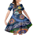 Personalised Cowboys NAIDOC Week 2024 Kid Short Sleeve Dress Australia Aboriginal Dot Painting