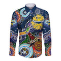 Personalised Cowboys NAIDOC Week 2024 Long Sleeve Button Shirt Australia Aboriginal Dot Painting