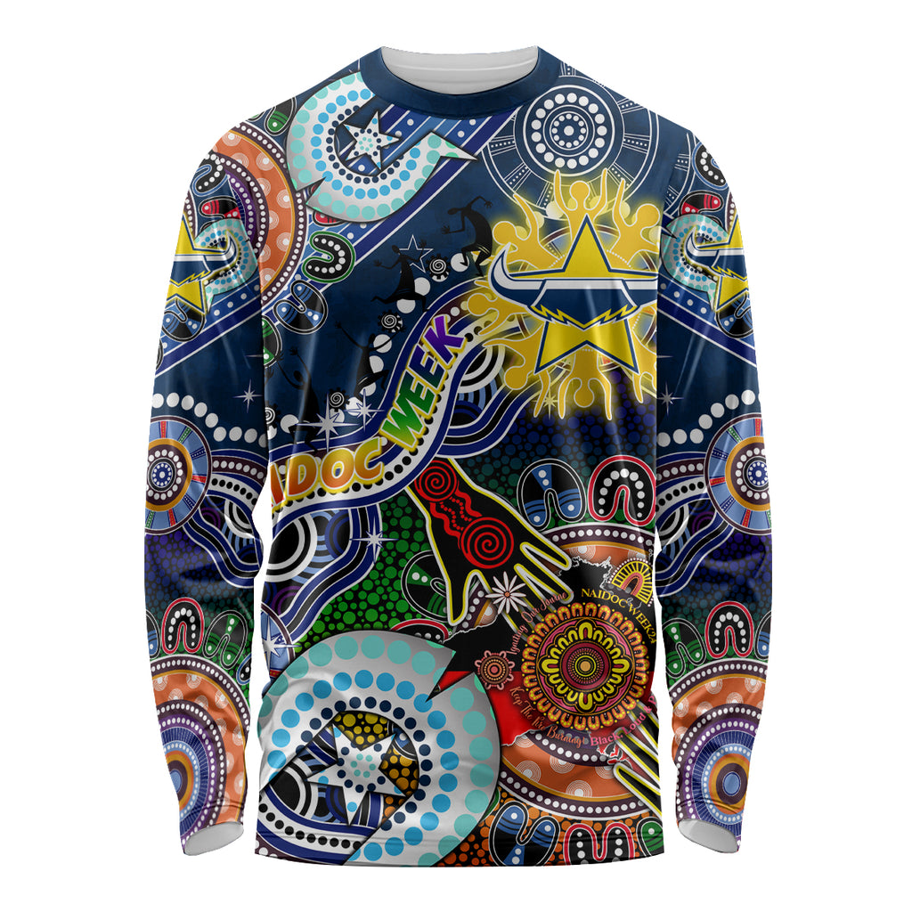 Personalised Cowboys NAIDOC Week 2024 Long Sleeve Shirt Australia Aboriginal Dot Painting