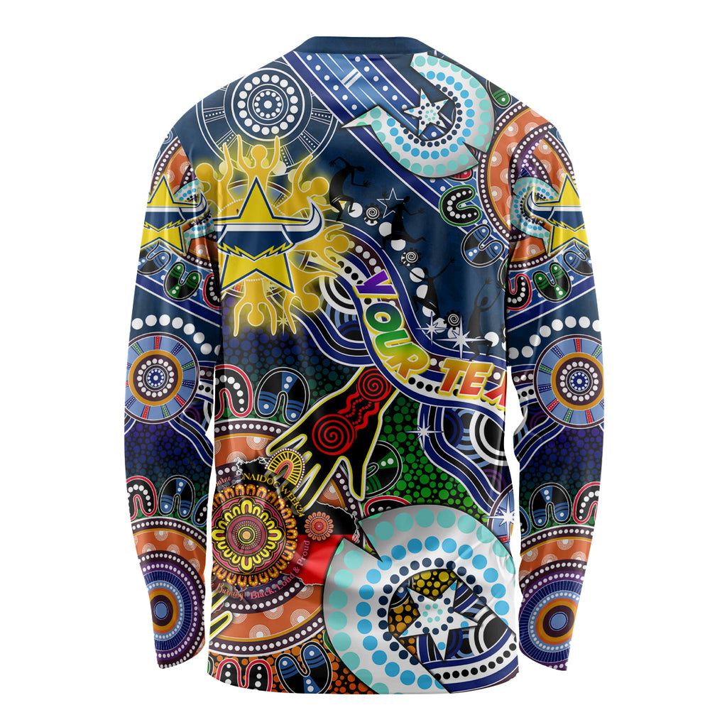 Personalised Cowboys NAIDOC Week 2024 Long Sleeve Shirt Australia Aboriginal Dot Painting