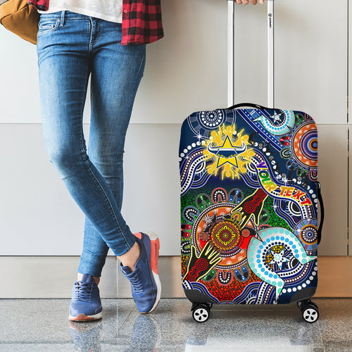 Personalised Cowboys NAIDOC Week 2024 Luggage Cover Australia Aboriginal Dot Painting